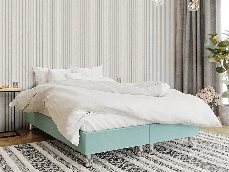 Cama continental Logan 101, Continental, Doble, Turquesa, 160x200, Tapiz, Somieres, 160cm