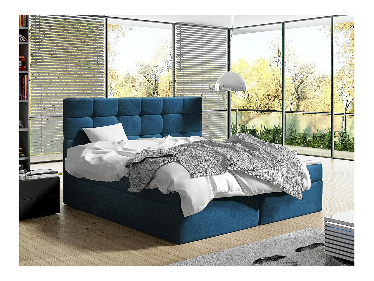 Lit continental Comfivo 196, Continental, Double, Bleu, 160x200, Tapisserie, 163x206cm