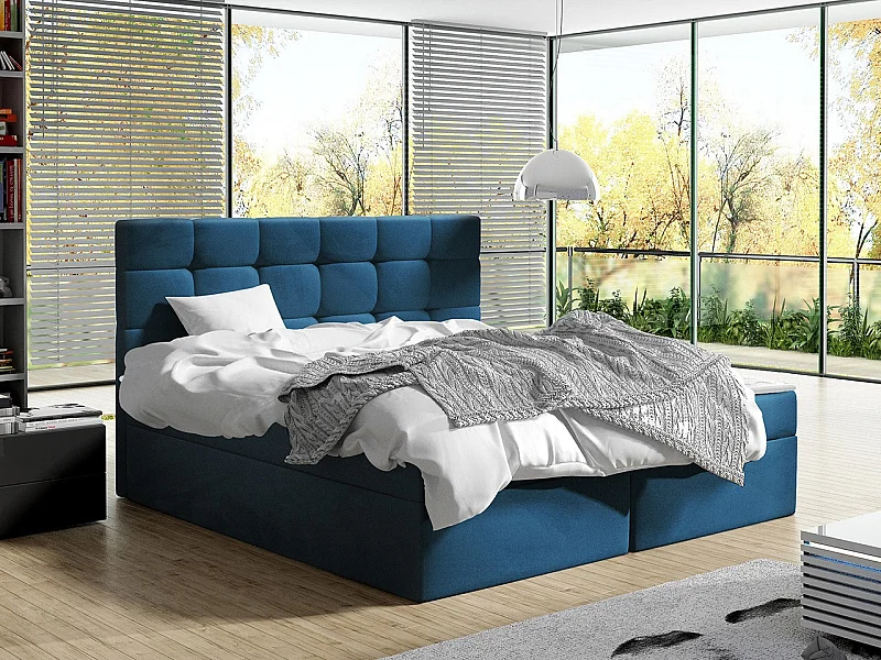 Cama continental Comfivo 196, Continental, Doble, Azul, 160x200, Tapiz, Somieres, 163cm