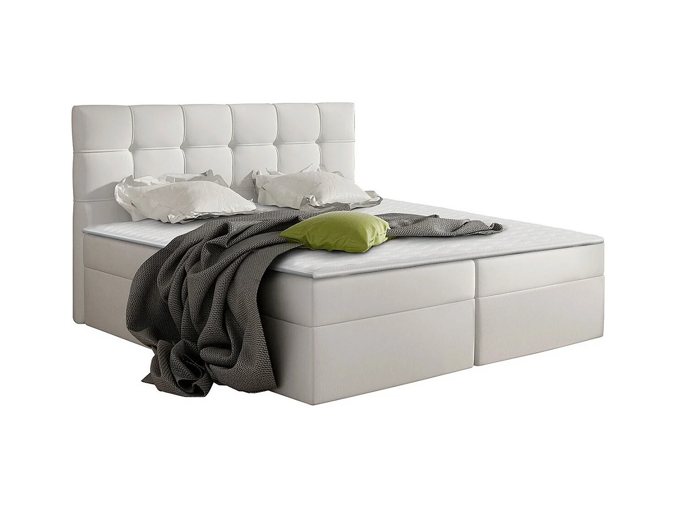 Lit continental Comfivo 195, Continental, Double, Blanc, 160x200, Faux cuir, 166x206cm