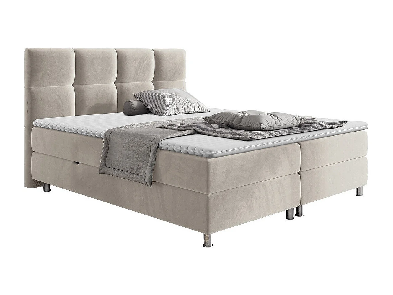 Lit continental ComfiDream 123, Double, Continental, Brun clair, 140x200, Tapisserie,