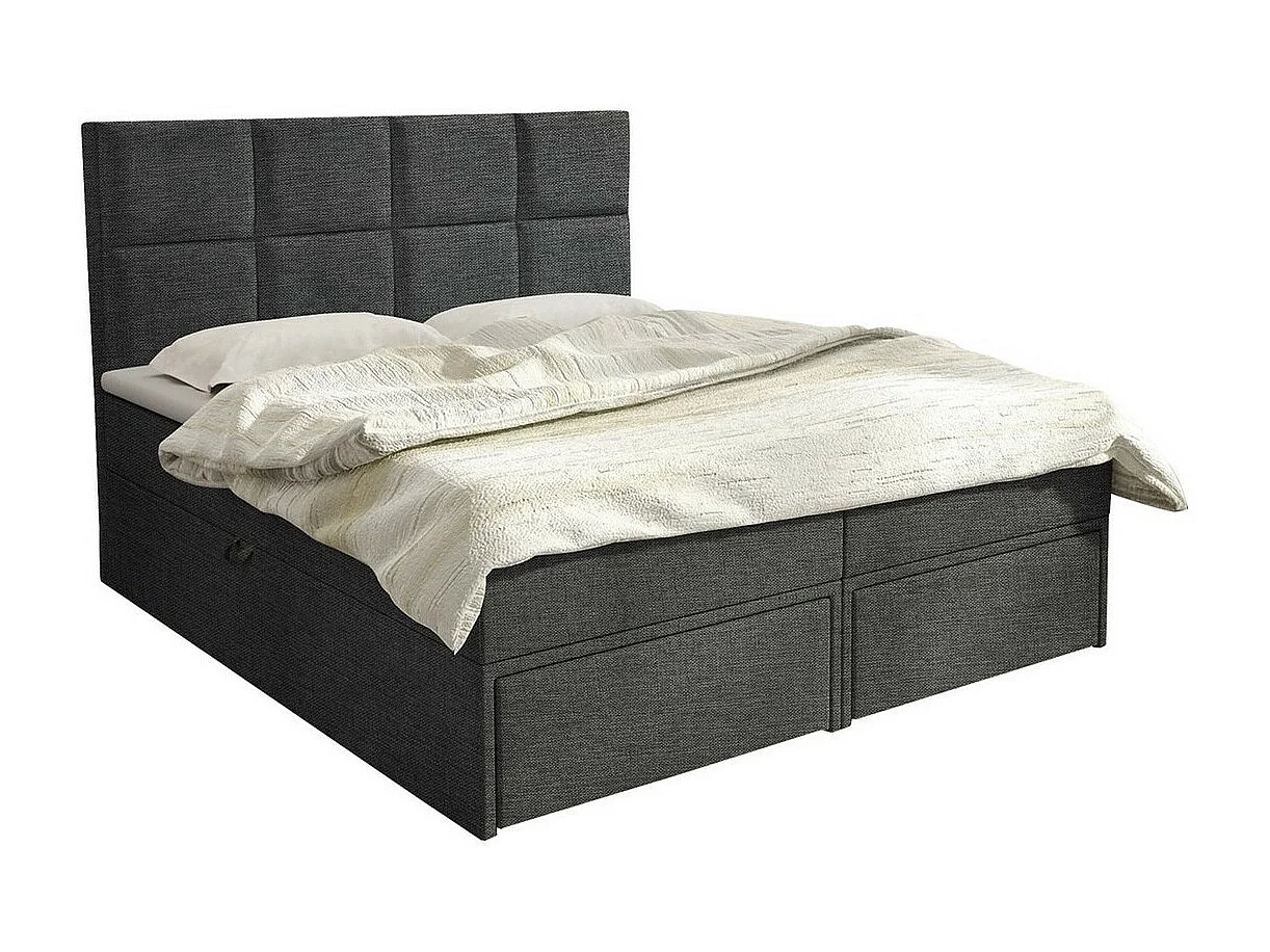 Cama continental Eugene 101, Doble, Continental, Gris, 180x200, Tapiz, Somieres, 180cm