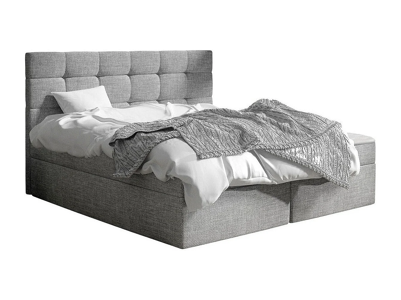 Lit continental Comfivo 196, Double, Continental, Gris, 140x200, Tissu, Disponible, 143cm