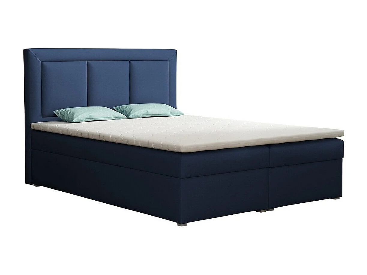 Cama continental Pomona 112, Continental, Doble, Azul, 160x200, Tapiz, Somieres, 160cm