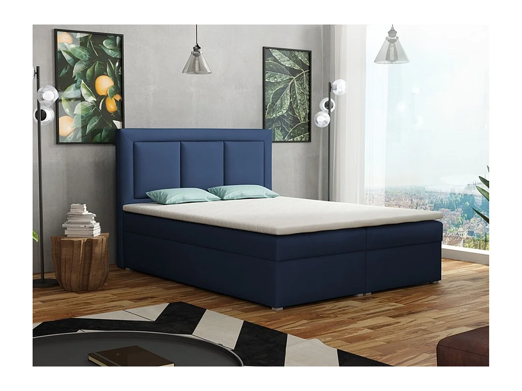 Letto continentale Pomona 112, Doppio, Continentale, Blu, 160x200, Arazzo, 160x215x115cm