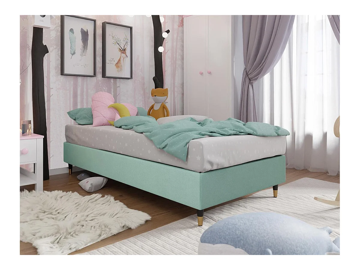 Lit continental Logan 108, Continental, Unique, Turquoise, 120x200, Tapisserie, 120x200cm