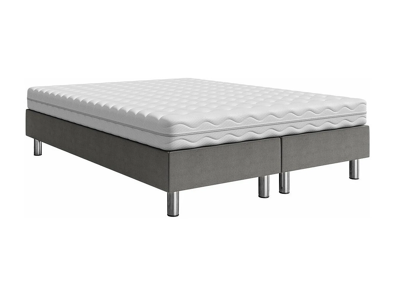 Lit continental Logan 101, Continental, Double, Gris, 140x200, Tissu, Disponible, 140cm