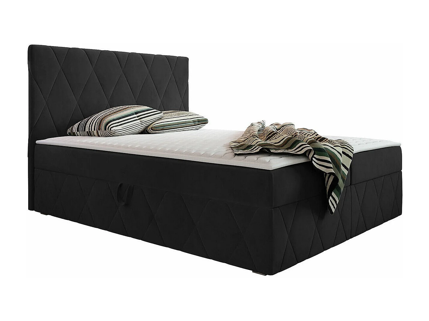 Cama continental Comfivo 225, Continental, Doble, Negro, 180x200, Tapiz, Somieres, 183cm