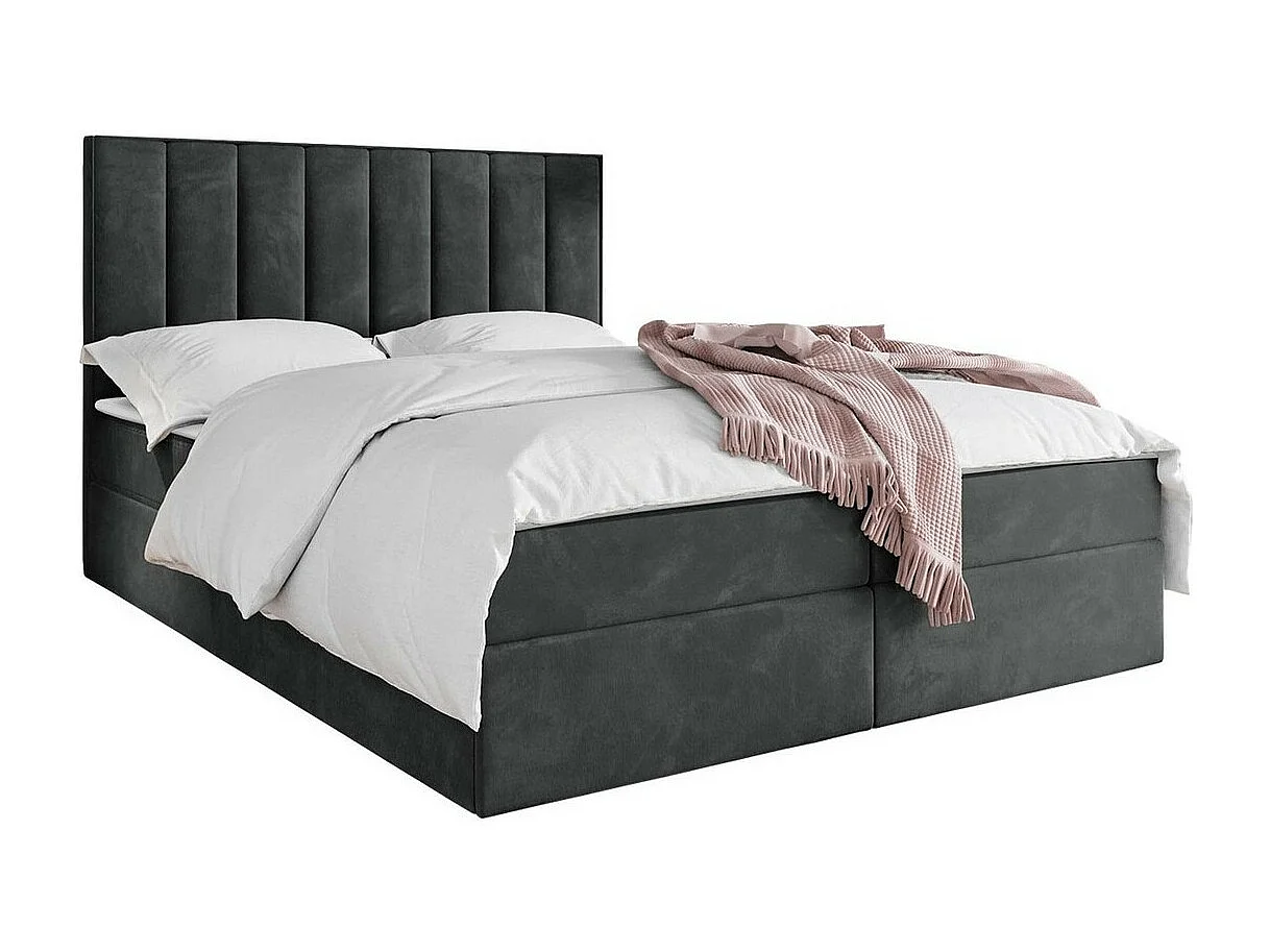 Cama continental Stamford 101, Continental, Doble, Gris, 180x200, Tapiz, Somieres, 180cm