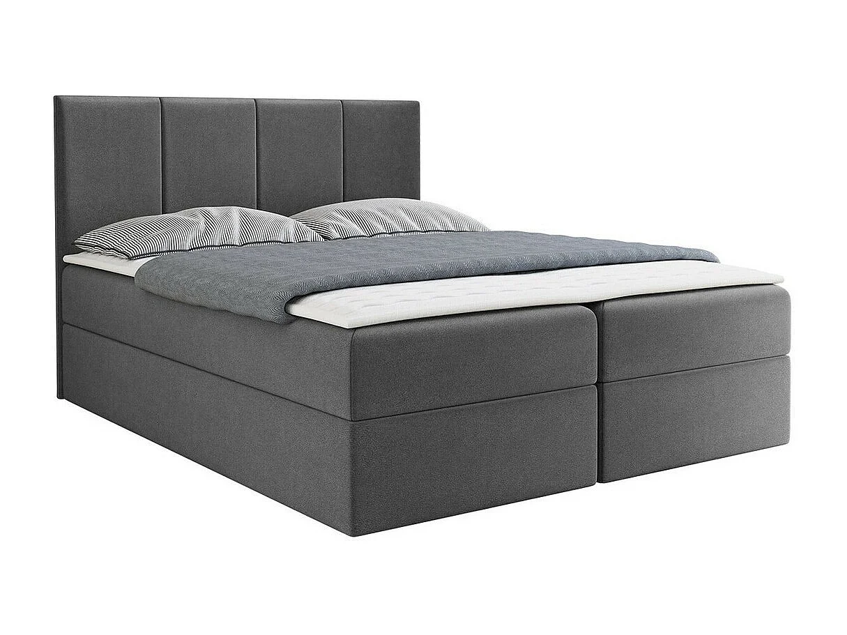 Lit continental Baltimore 147, Continental, Double, Gris, 160x200, Tissu, Disponible,