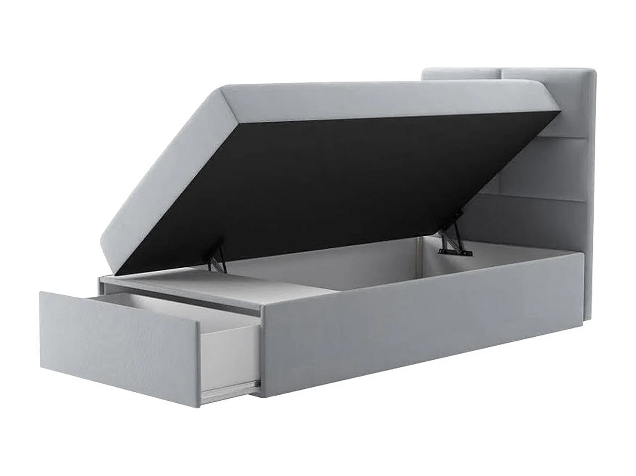 Cama continental Eugene 100, Solteiro, Preto, Eco couro, 10x21x12cm