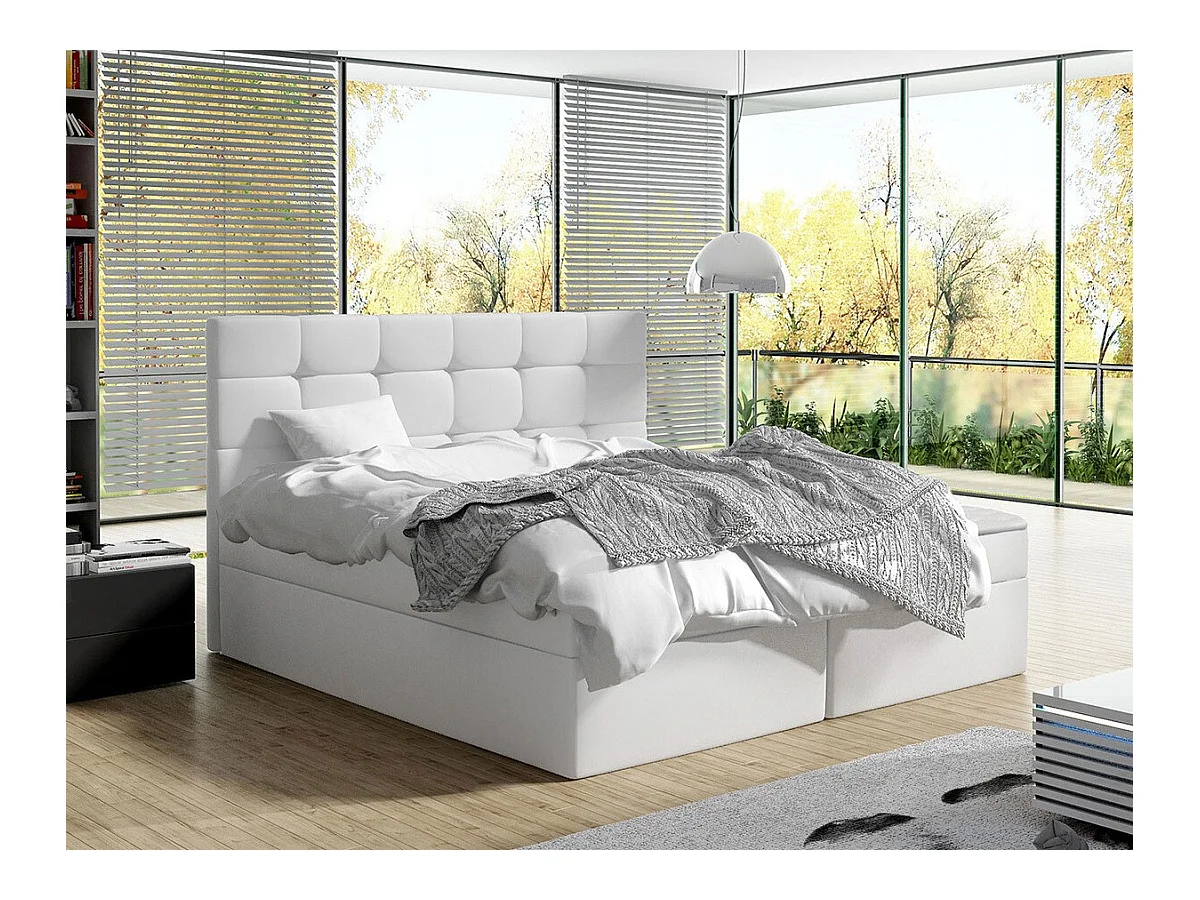 Lit continental Comfivo 196, Double, Continental, Blanc, 180x200, Faux cuir, 183x206cm