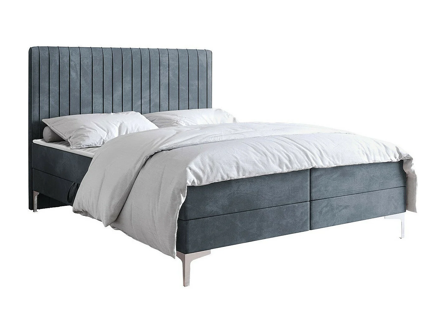Cama continental Stamford 109, Casal, Cinzento, Tecido, 14x21x10cm