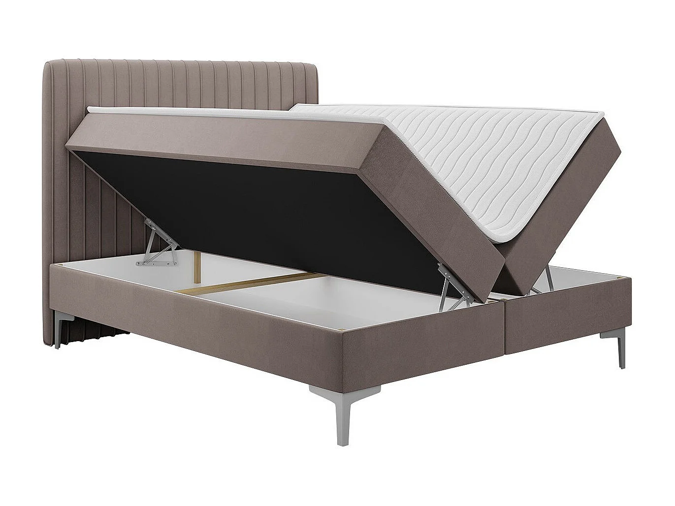 Cama continental Stamford 109, Casal, Cinzento, Tecido, 14x21x10cm