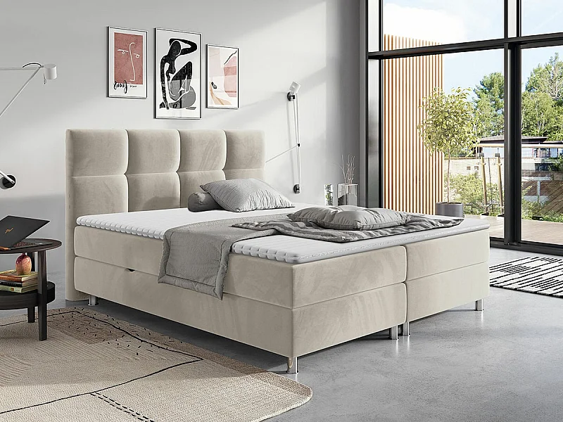 Lit continental ComfiDream 123, Double, Continental, Brun clair, 160x200, Tapisserie,