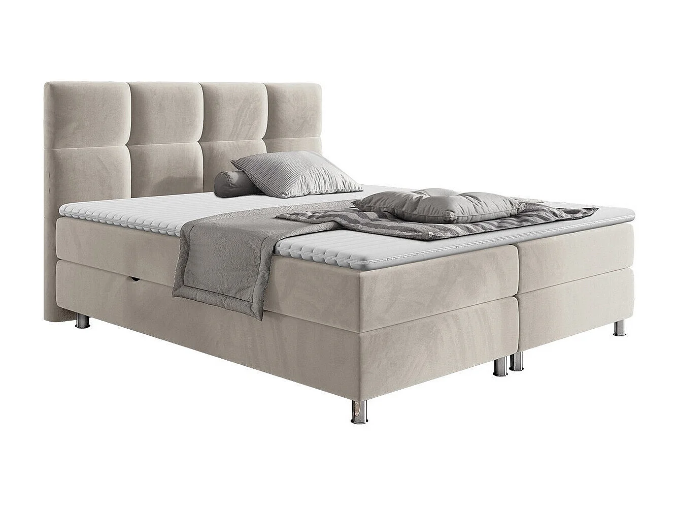Cama continental ComfiDream 123, Casal, Castanho claro, Tecido