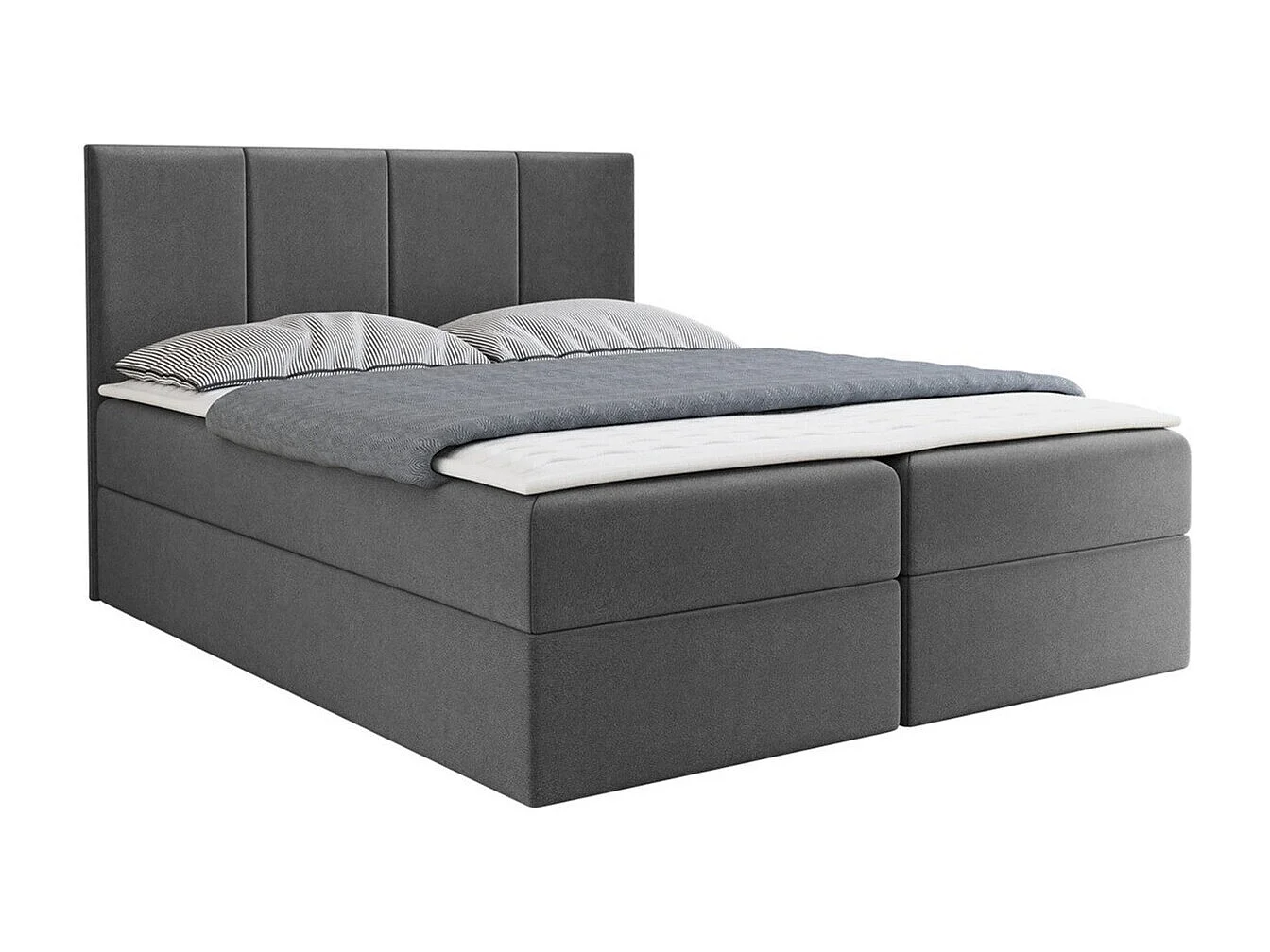 Cama continental Baltimore 147, Continental, Cinzento, Tecido