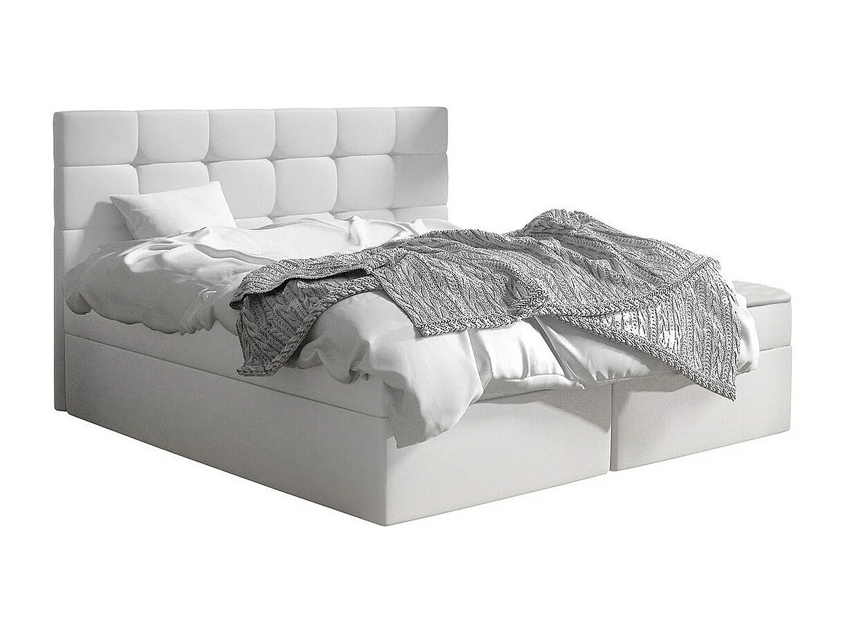 Lit continental Comfivo 196, Double, Continental, Blanc, 160x200, Faux cuir, Disponible,