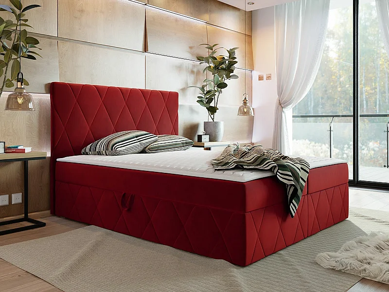 Cama continental Comfivo 225, Casal, Vermelho, Tecido, 14x21x11cm