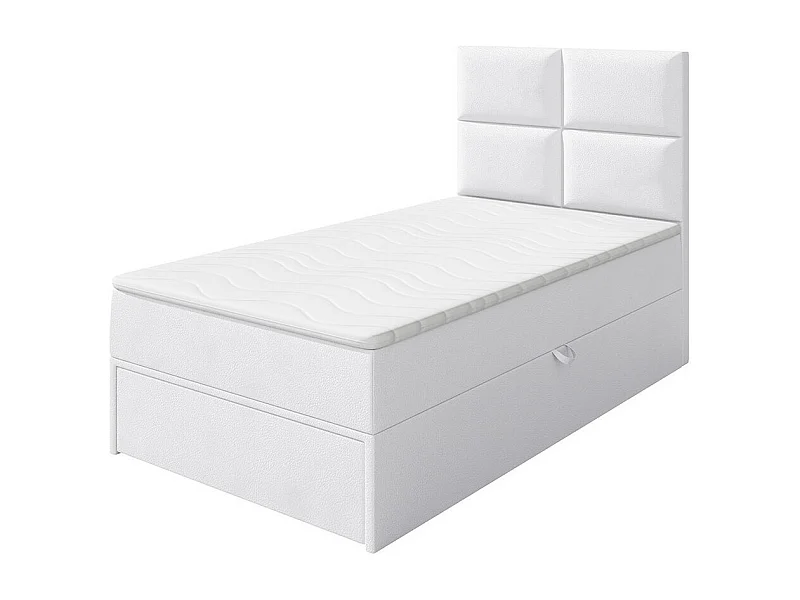 Cama continental Eugene 100, Individuales, Continental, Blanco, 90x200, Cuero ecológico,