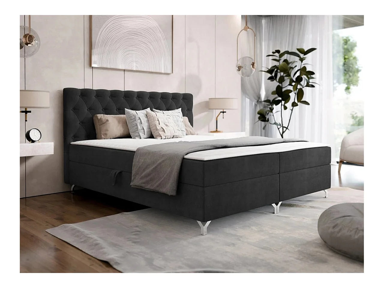 Cama continental Memphis 141, Continental, Preto, Estrados de cama
