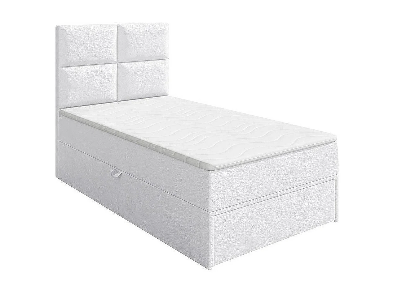 Cama continental Eugene 100, Individuales, Continental, Blanco, 100x200, Cuero ecológico