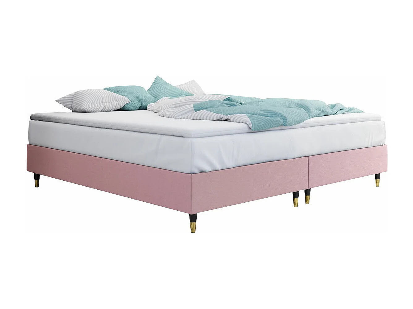 Lit continental Logan 109, Double, Continental, Rose, 140x200, Tissu, Disponible, 140cm