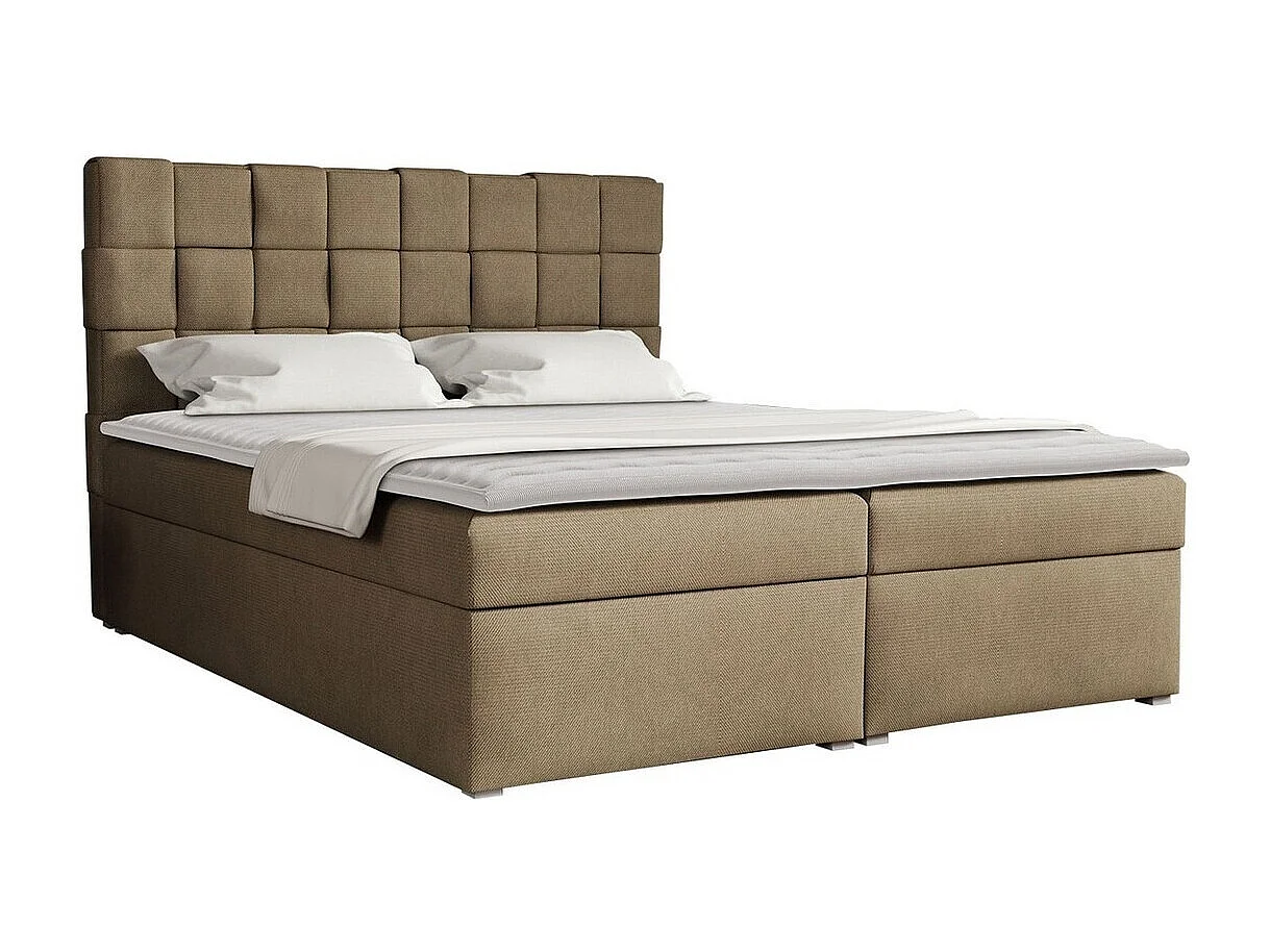 Lit continental Pomona 117, Continental, Double, Brun clair, 180x200, Tapisserie, 180cm