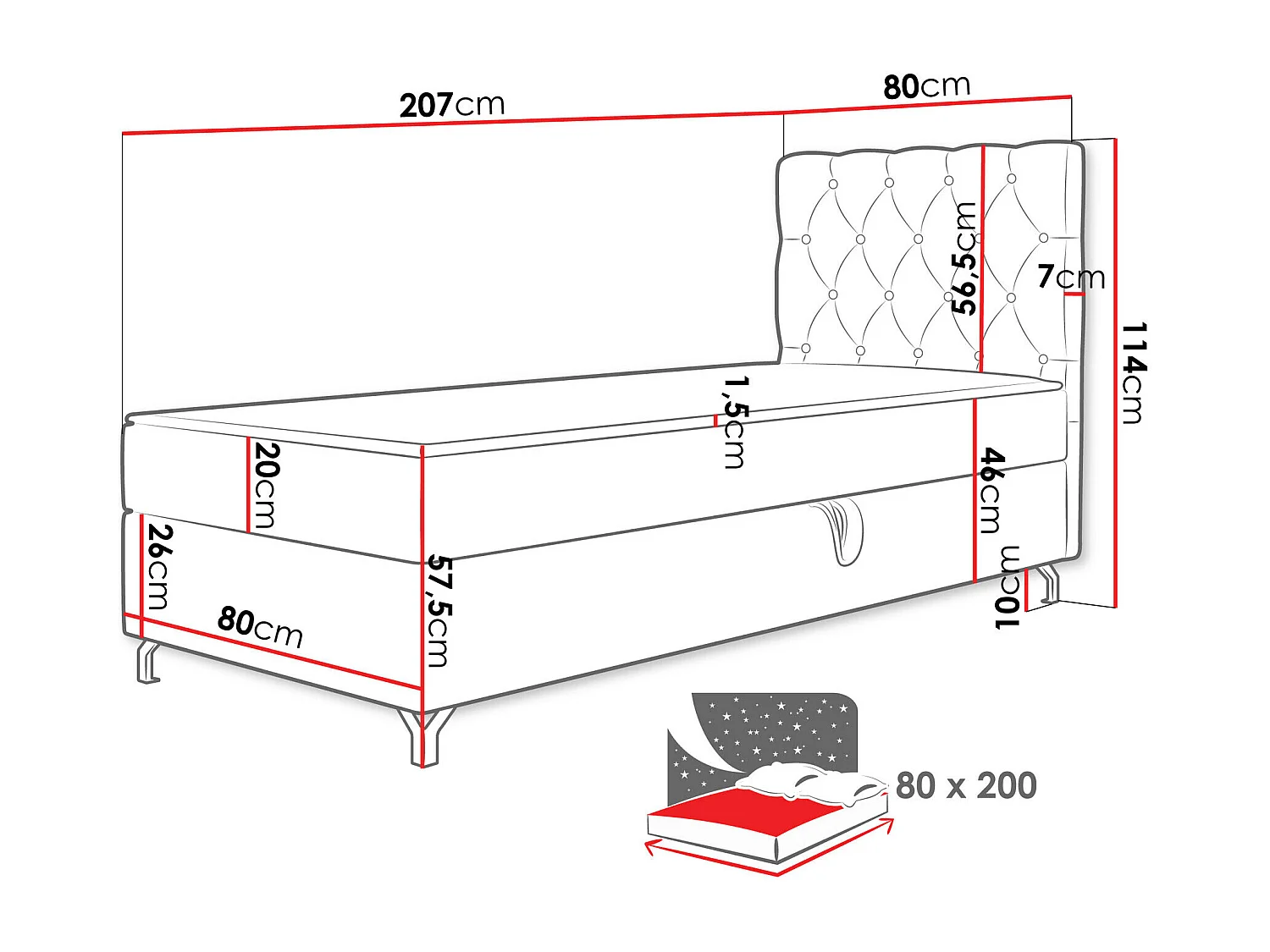 Cama continental Memphis 142, Continental, Individuales, Rosa, 80x200, Tapiz, Somieres,
