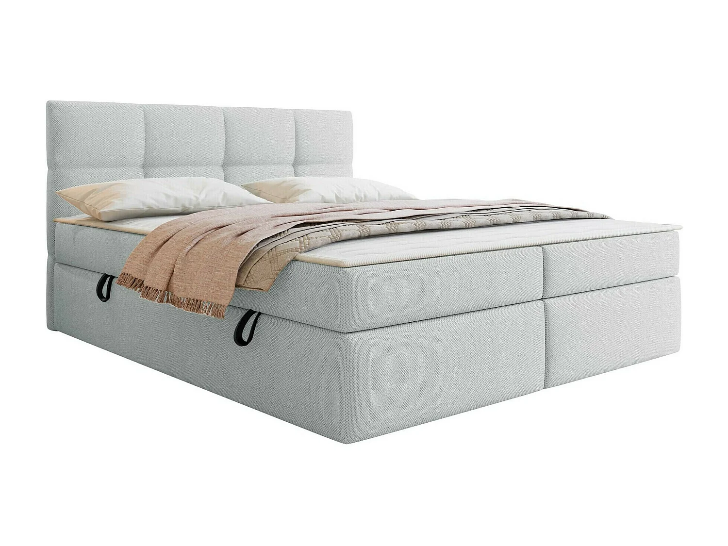 Lit continental ComfiDream 187, Continental, Double, Gris, 160x200, Tissu, Disponible,