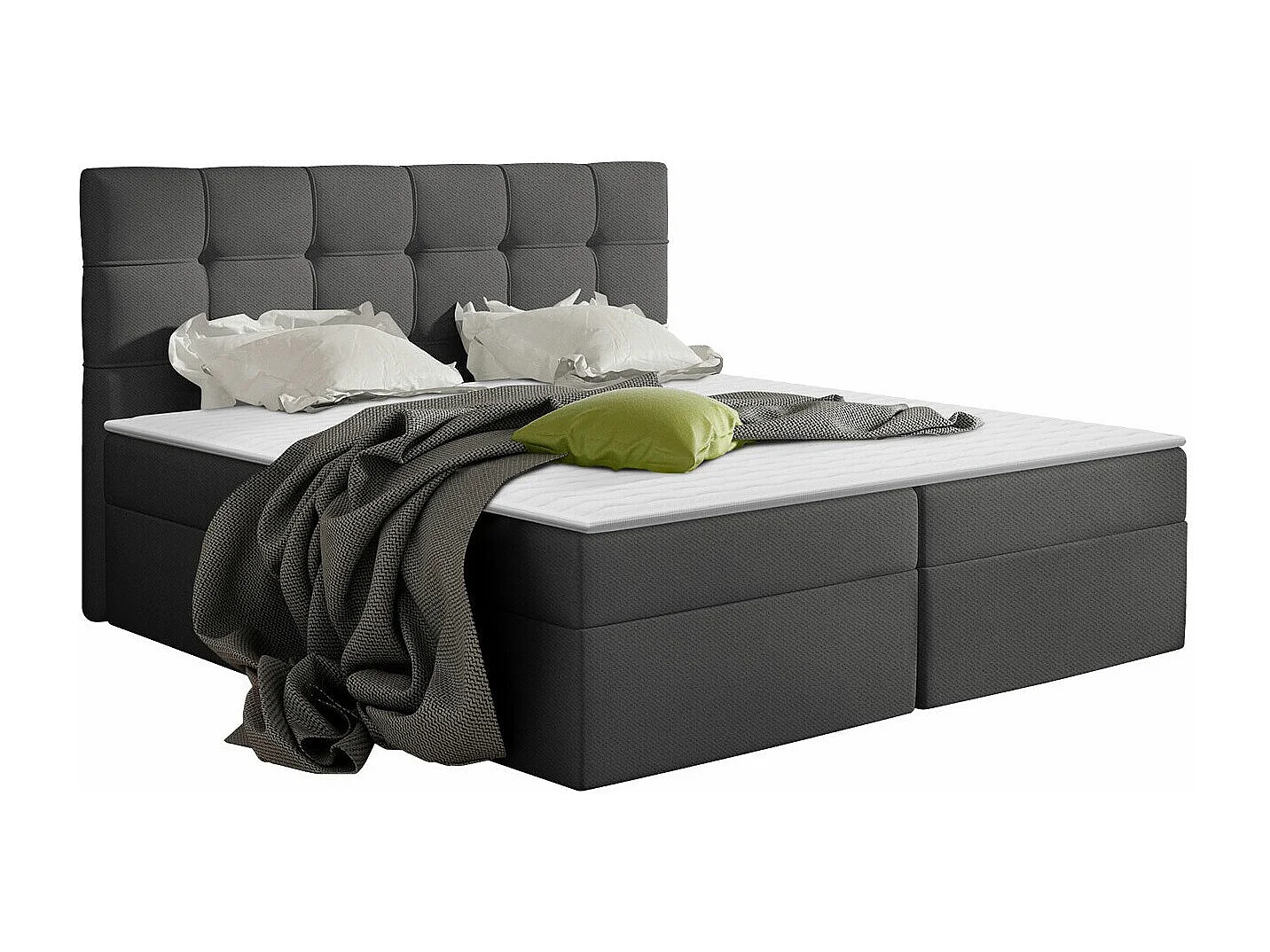 Cama continental Comfivo 195, Continental, Doble, Gris, 180x200, Tapiz, Somieres, 186cm