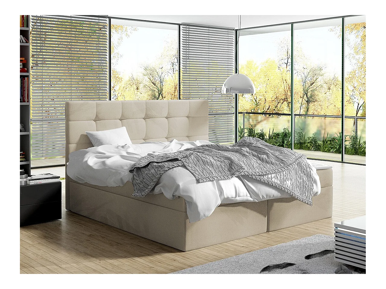 Lit continental Comfivo 196, Double, Continental, Brun clair, 140x200, Tapisserie, 143cm