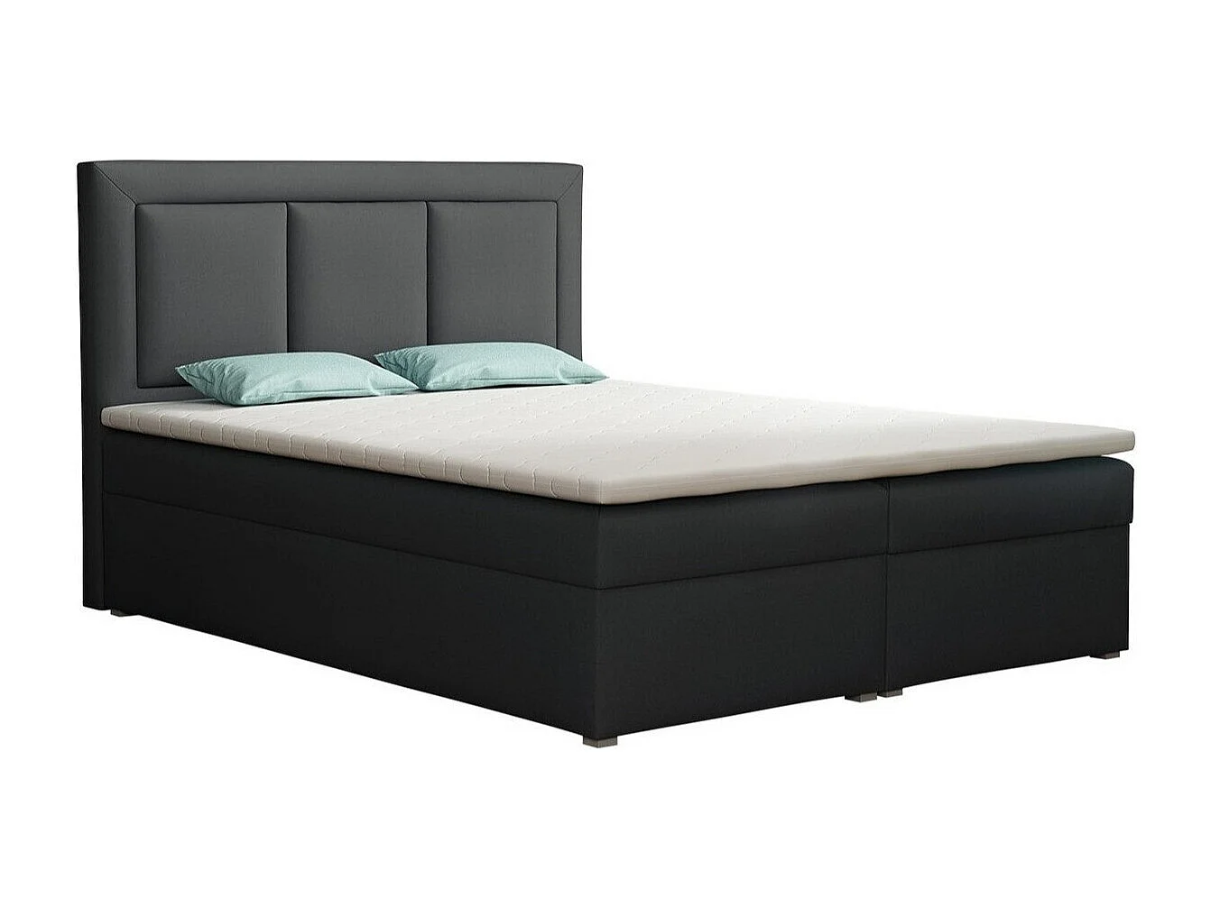 Cama continental Pomona 112, Continental, Doble, Gris, 140x200, Tapiz, Somieres, 140cm