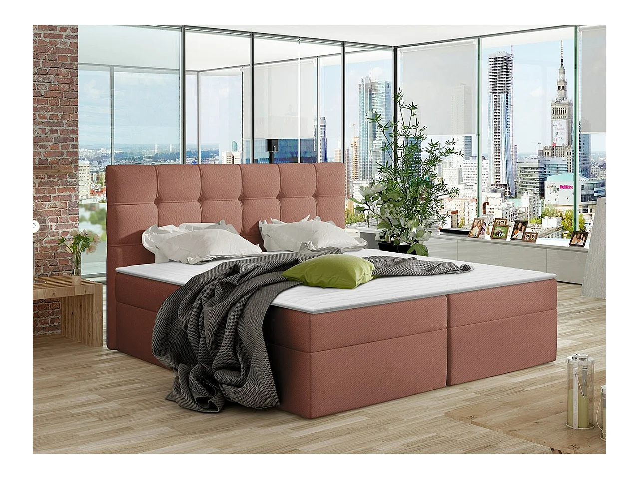 Letto continentale Comfivo 195, Doppio, Continentale, Fucsia, 160x200, Arazzo, 166x206cm