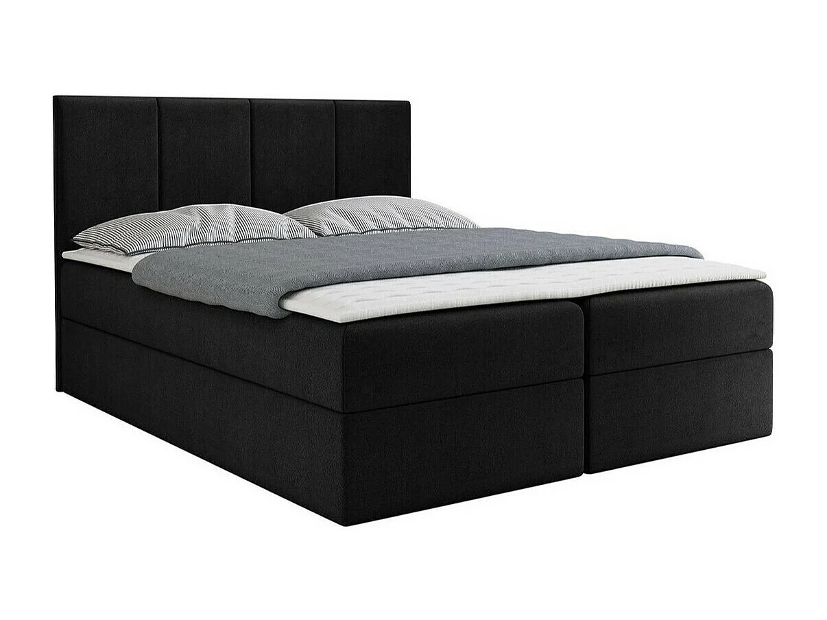 Cama continental Baltimore 147, Casal, Preto, Tecido, Estrados de cama