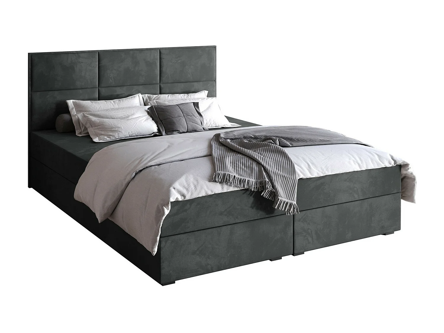 Cama continental Stamford 103, Continental, Doble, Gris, 140x200, Tapiz, Somieres, 140cm