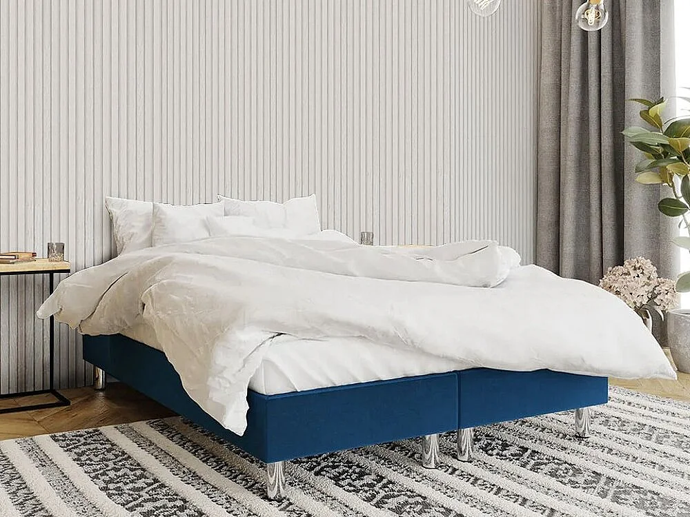 Cama continental Logan 101, Continental, Doble, Azul, 140x200, Tapiz, Somieres, 140x200cm