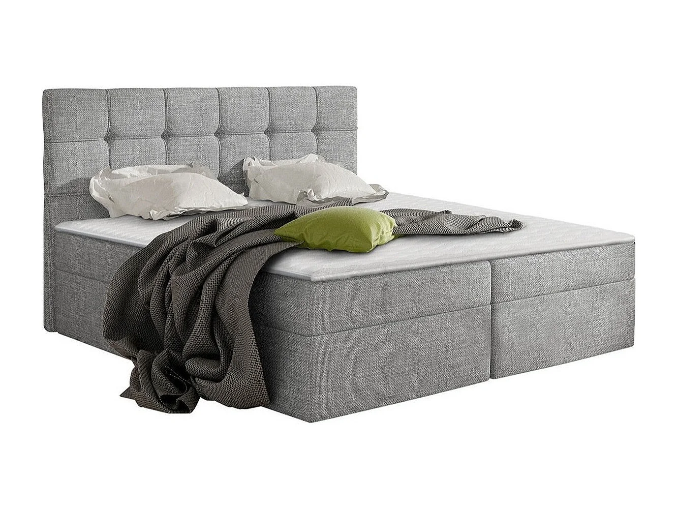 Cama continental Comfivo 195, Continental, Doble, Gris, 140x200, Tapiz, Somieres, 146cm