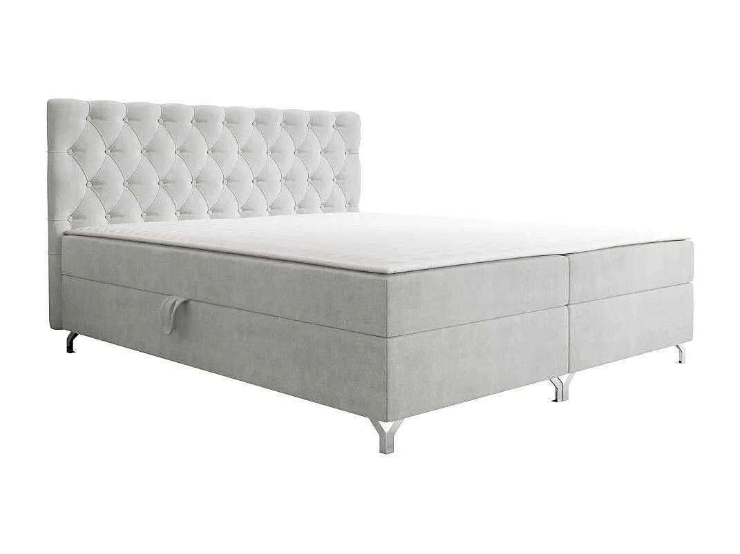 Cama continental Memphis 141, Continental, Doble, Gris, 180x200, Somieres, 186x207x114cm