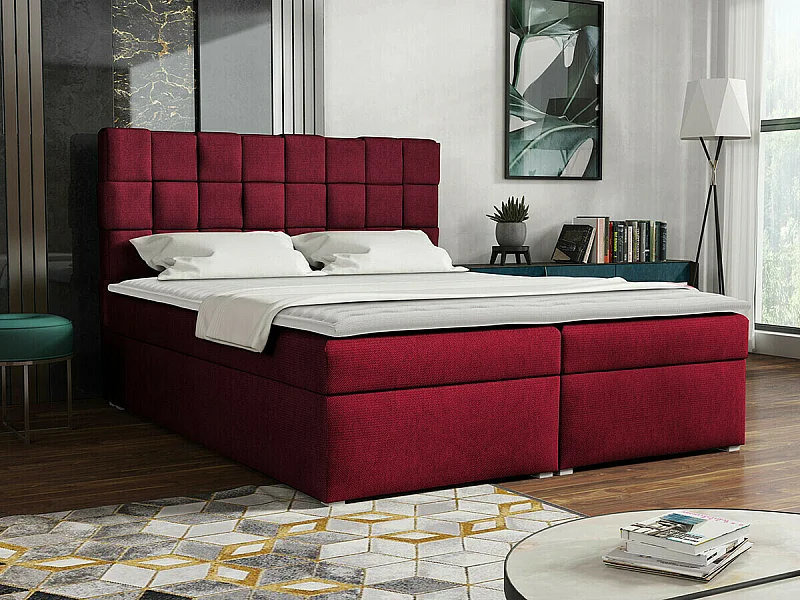 Cama continental Pomona 117, Continental, Doble, Rojo, 160x200, Tapiz, Somieres, 160cm