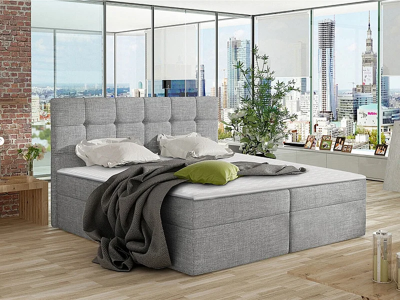 Cama continental Comfivo 195, Continental, Doble, Gris, 180x200, Tapiz, Somieres, 186cm