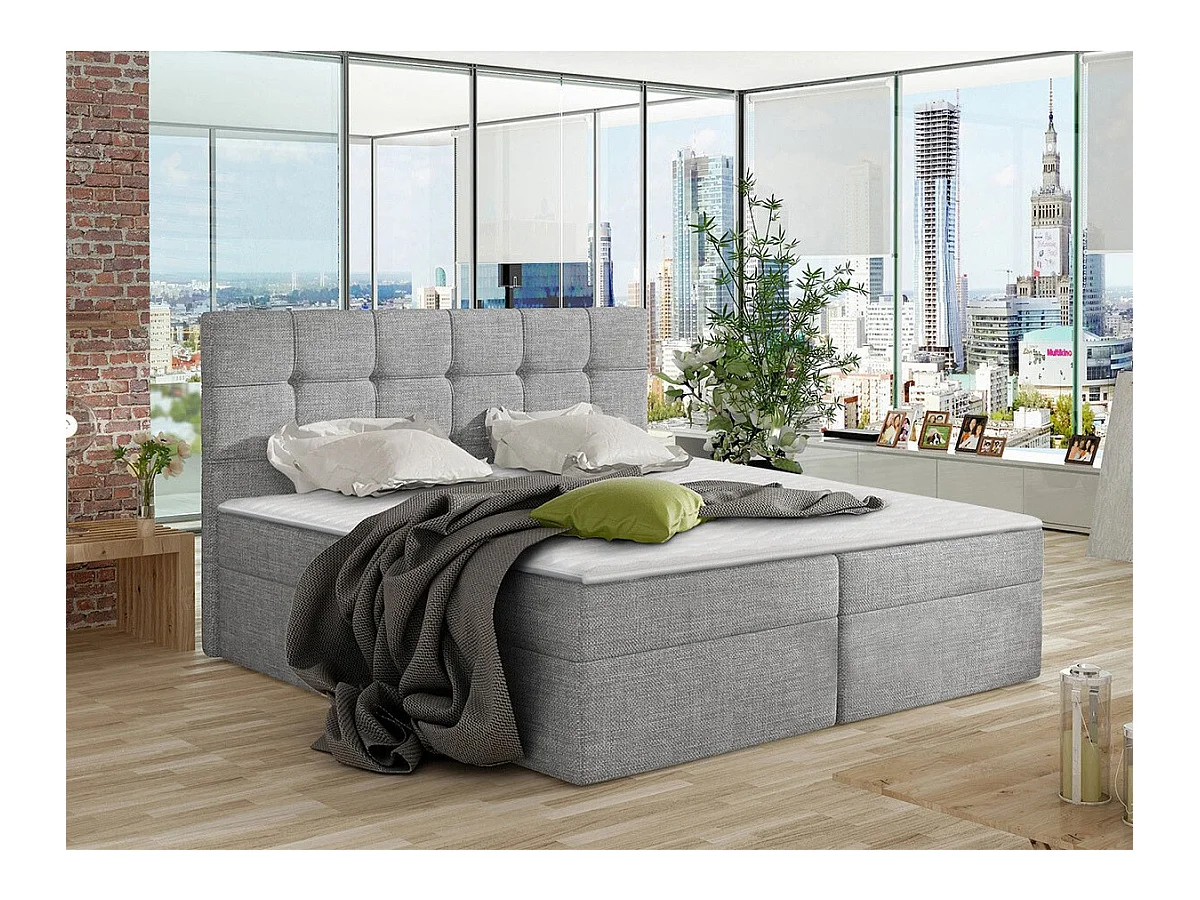 Letto continentale Comfivo 195, Doppio, Continentale, Grigio, 180x200, Arazzo, 186x206cm