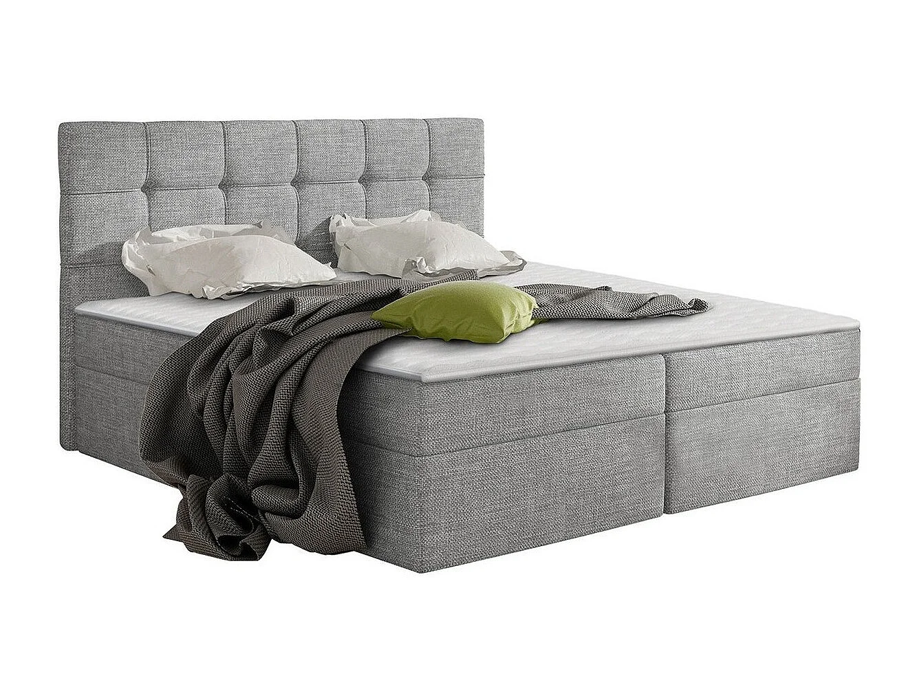 Lit continental Comfivo 195, Continental, Double, Gris, 180x200, Tissu, Disponible, 186cm