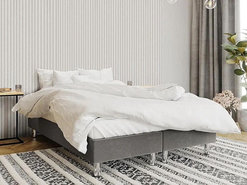 Cama continental Logan 101, Continental, Cinzento, Tecido, 18x20x5cm