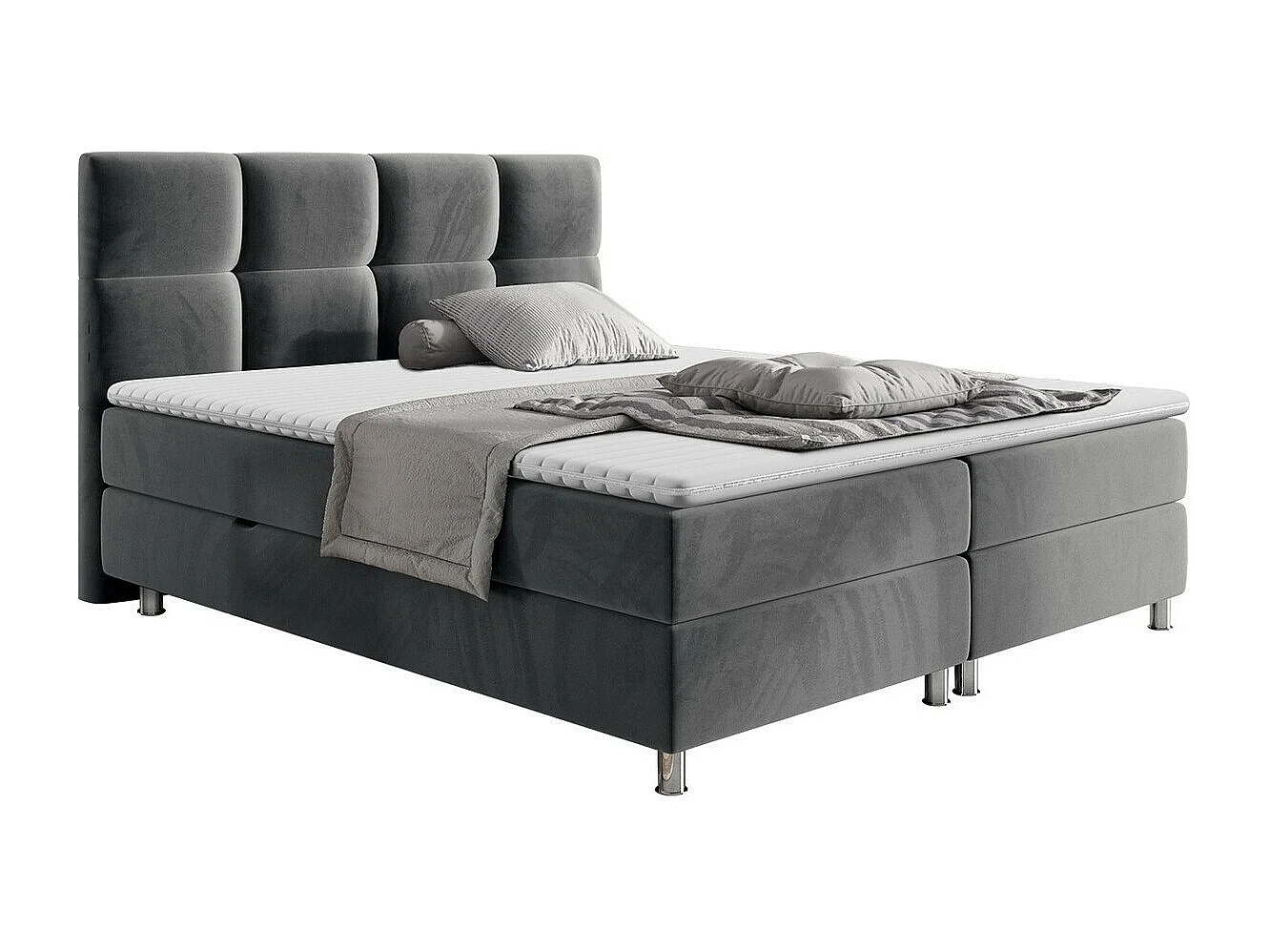 Cama continental ComfiDream 123, Casal, Cinzento, Tecido