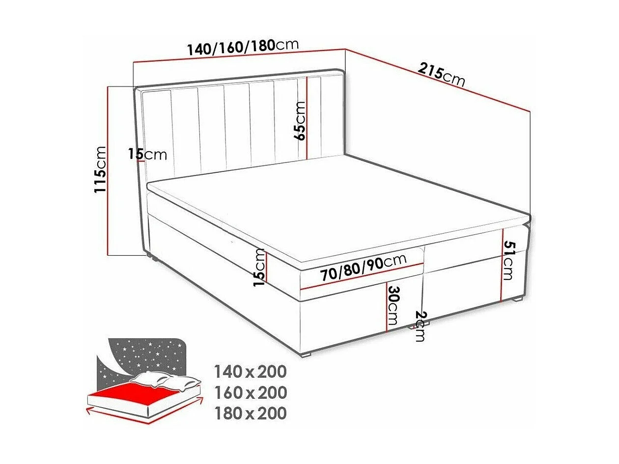 Cama continental Pomona 116, Continental, Azul, Tecido, 14x22x12cm