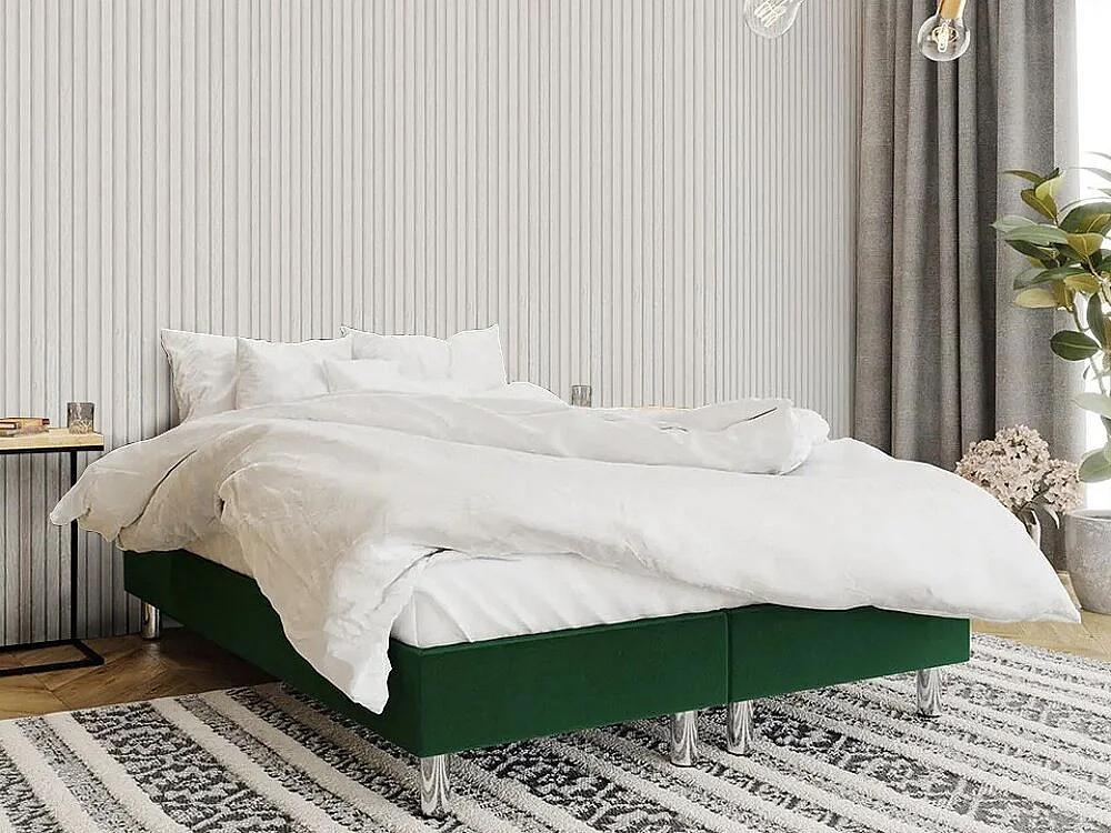 Cama continental Logan 101, Continental, Doble, Verde, 180x200, Tapiz, Somieres, 180x47cm