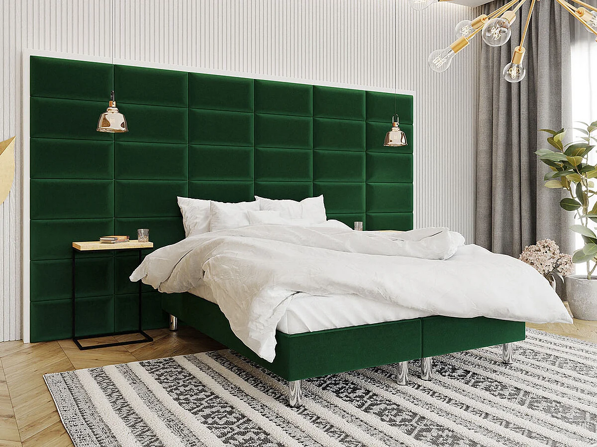 Cama continental Logan 101, Continental, Doble, Verde, 180x200, Tapiz, Somieres, 180x47cm