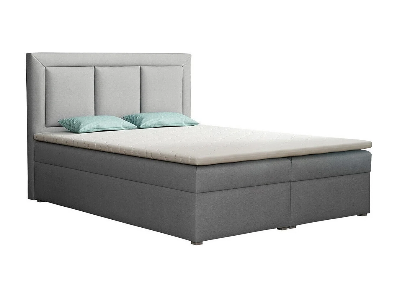 Cama continental Pomona 112, Continental, Doble, Gris, 140x200, Tapiz, Somieres, 140cm