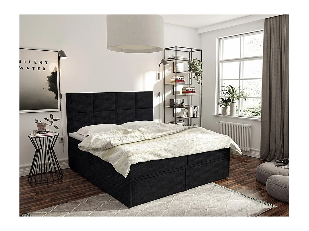 Cama continental Eugene 101, Continental, Preto, Tecido, 20x21x12cm